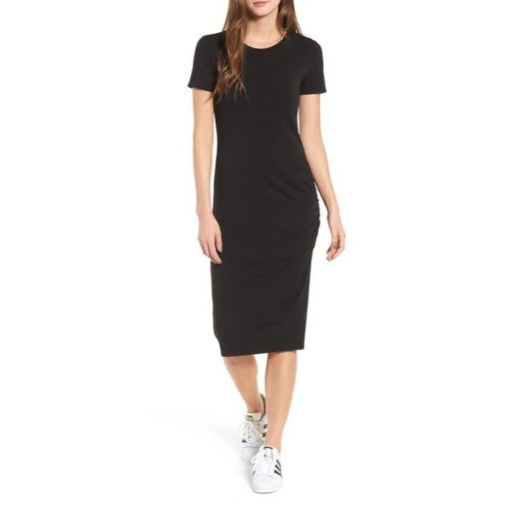 Treasure & Bond Side Ruched Body-con Dress In Black | Extra Small